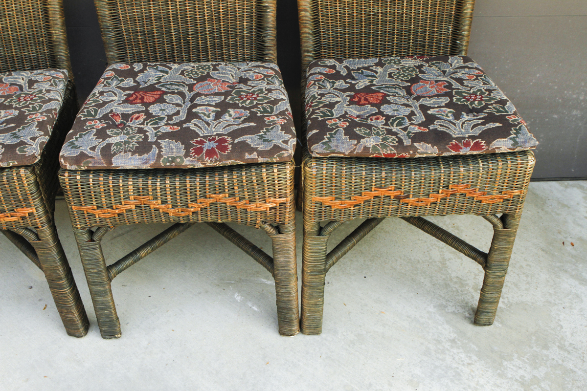 Palecek Wicker Side Chairs With Cushions EBTH